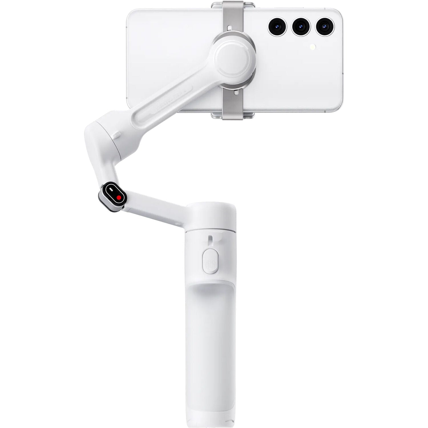 Insta360 Flow 2 Standard Bundle in White featuring 3-axis gimbal stabilization, built-in selfie stick and tripod, AI-assisted Active Zoom Tracking, group and distance tracking, gesture control, remote control via Apple Watch or second phone, 10 hours battery life, and USB-C charging