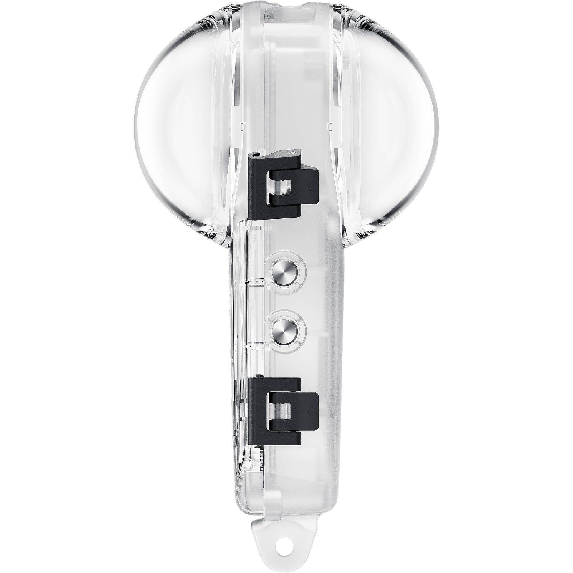 Insta360 X4 Invisible Dive Case, a transparent, waterproof housing designed for 360° underwater filming, shown with secure latches and lens dome.