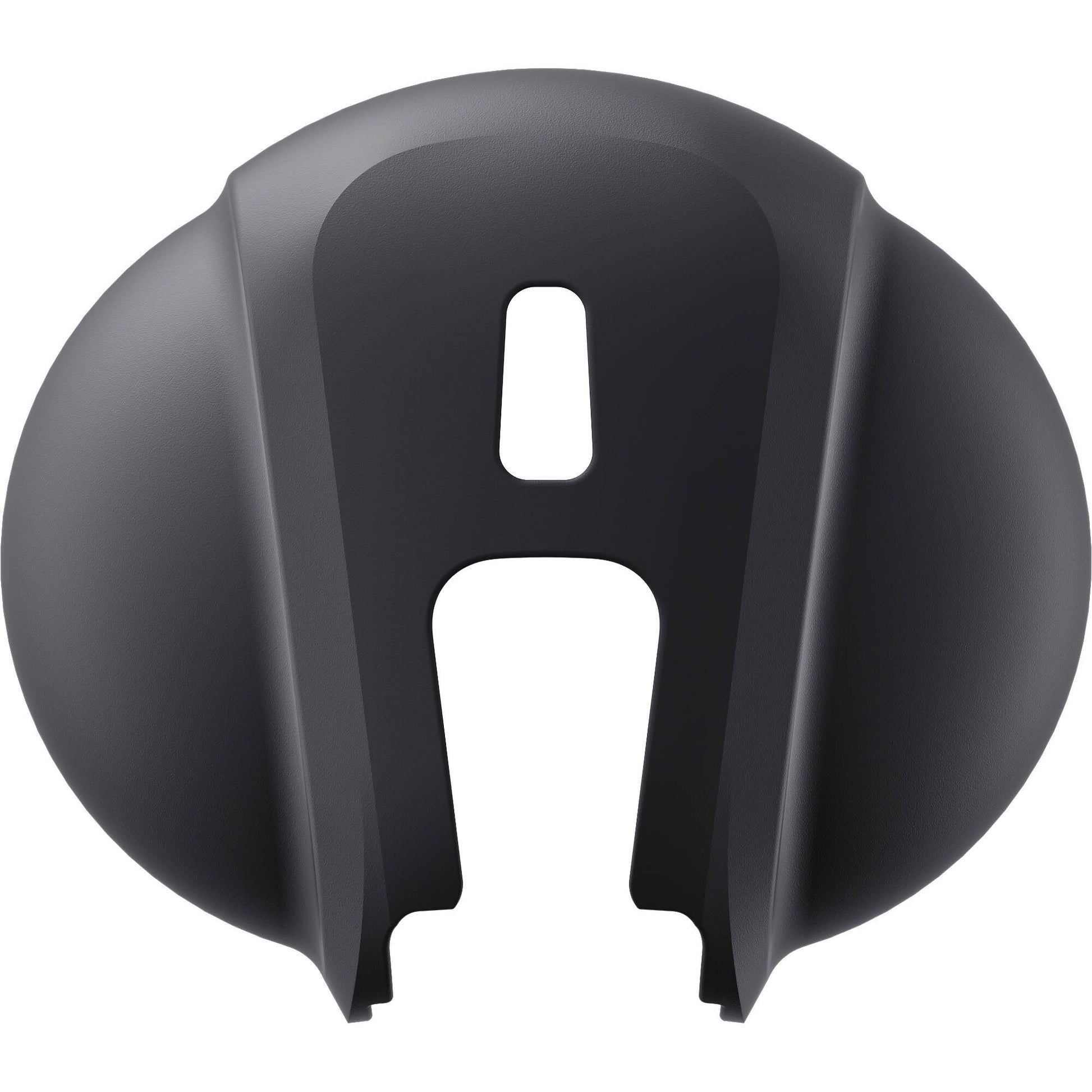 Black plastic cover with cutout design on a white background