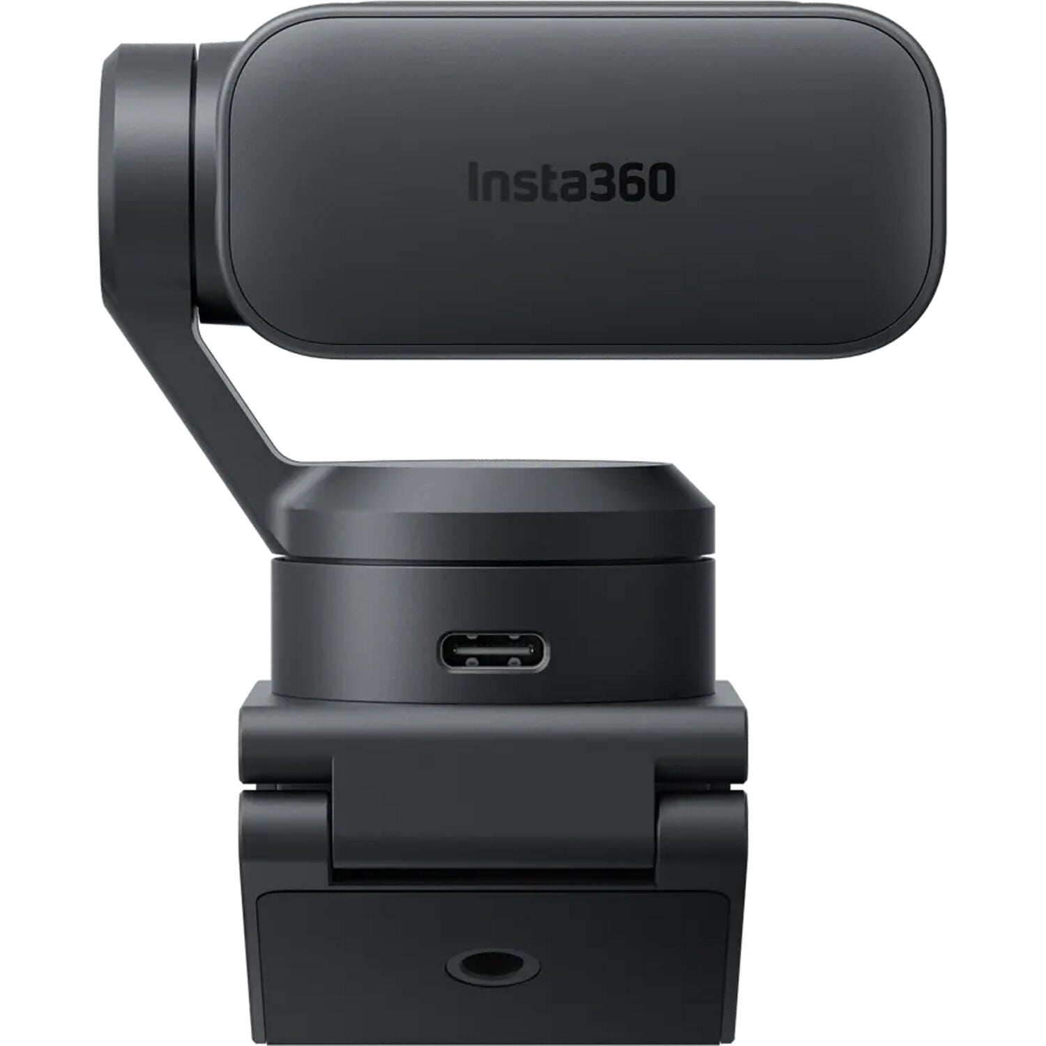 Insta360 Link 2 4K AI Webcam featuring 1/2” sensor, UHD 4K resolution at 30fps, 2-axis gimbal with AI tracking, auto-focus, and smart whiteboard and DeskView modes.
