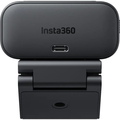 Insta360 Link 2C 4K AI Webcam with 1/2” sensor, UHD 4K at 30fps, AI tracking, Phase Detection Auto Focus, 4x digital zoom, Smart Whiteboard and DeskView modes, and AI noise-canceling microphones.