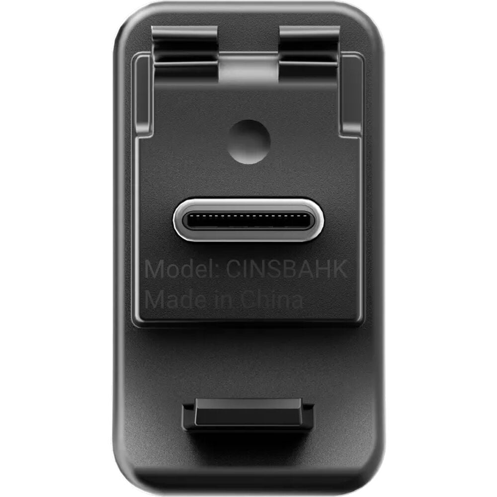 Insta360 Microphone Adapter with 3.5mm audio input and USB-C charging port, compatible with ACE and ACE PRO cameras for simultaneous charging and audio recording.