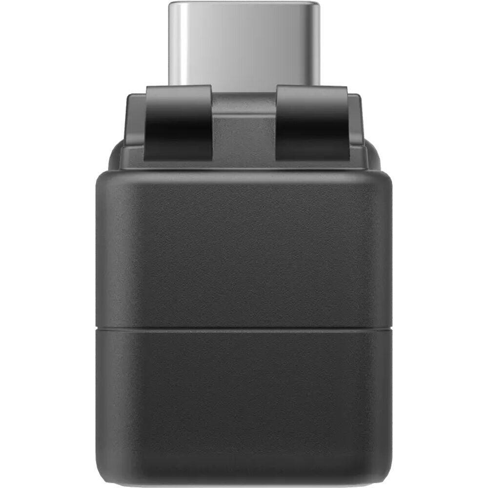 Insta360 Microphone Adapter with 3.5mm audio input and USB-C charging port, compatible with ACE and ACE PRO cameras for simultaneous charging and audio recording.