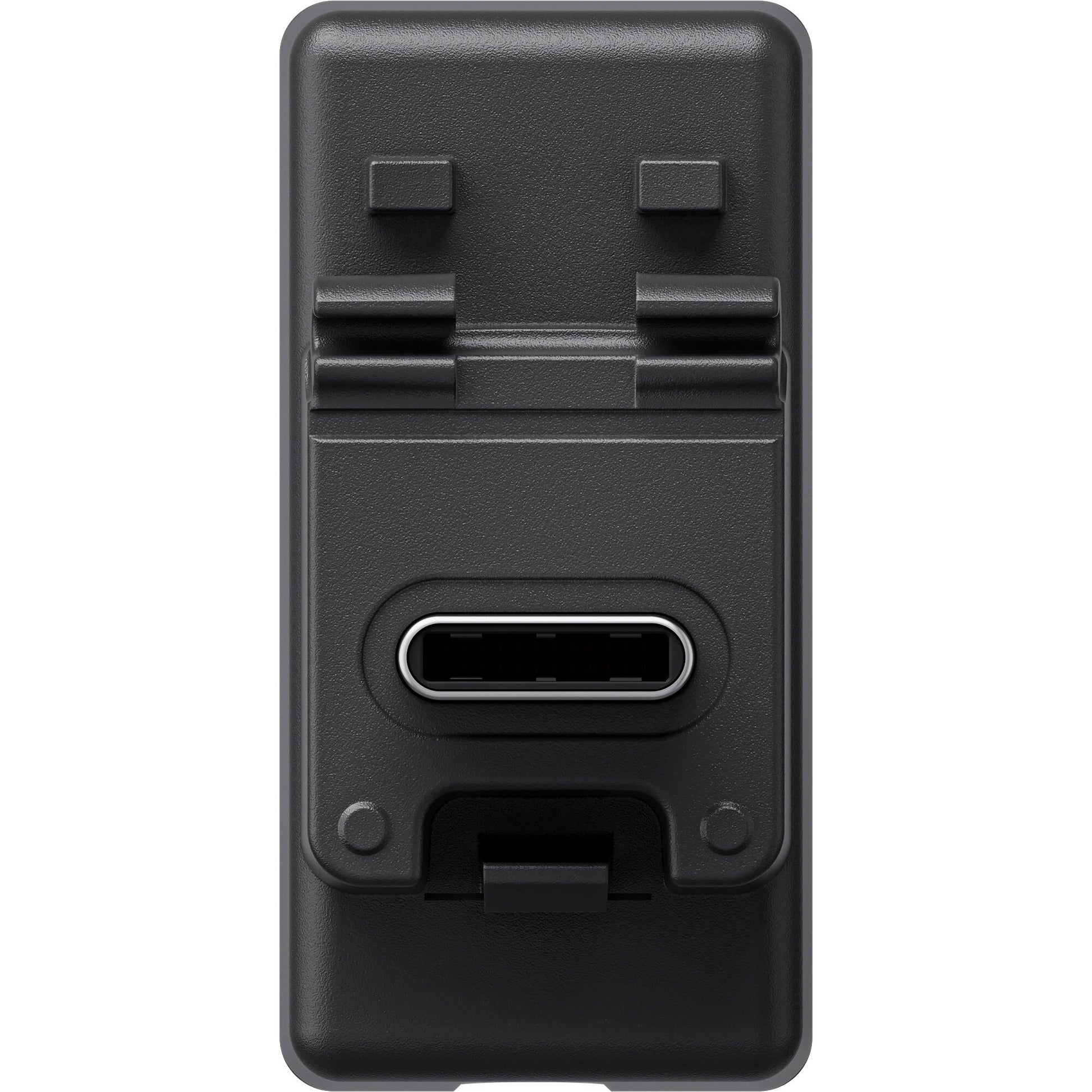 Black phone mount with multiple attachment points on a white background