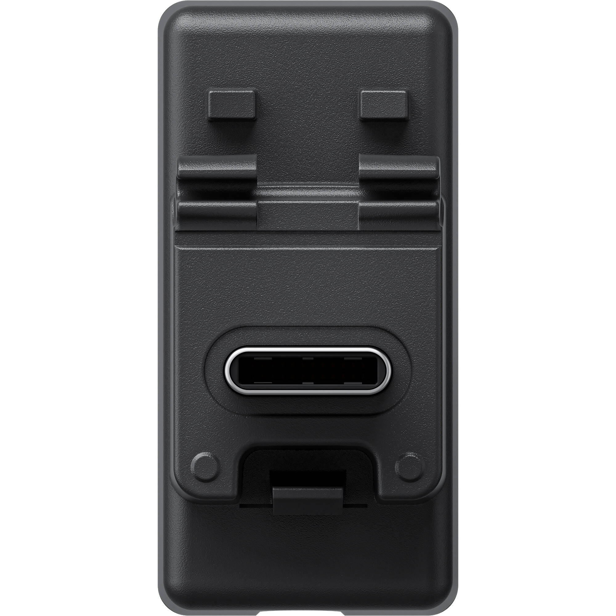 Black phone mount with multiple attachment points on a white background