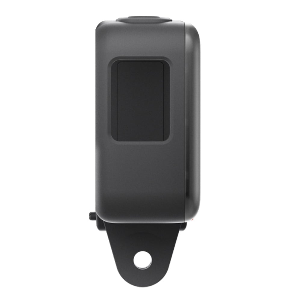 Quick-release protective mounting bracket for Insta360 One RS with heat dissipation panel, built-in microphone windshield, and side-opening for easy camera installation and removal.
