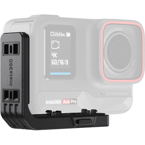 Lightweight all-aluminum alloy mount for Insta360 Ace and Ace Pro that enables quick switching between vertical and horizontal shooting while keeping charging ports and microphones accessible.