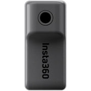 Insta360 X3 Mic Adapter with USB-C and 3.5mm ports for simultaneous charging and external microphone audio recording, featuring a slim, buckle design that remains invisible in 360° shots