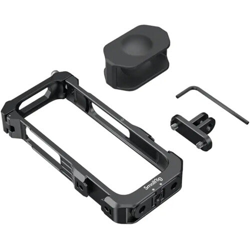 Insta360 X3 camera cage with accessories on a white background