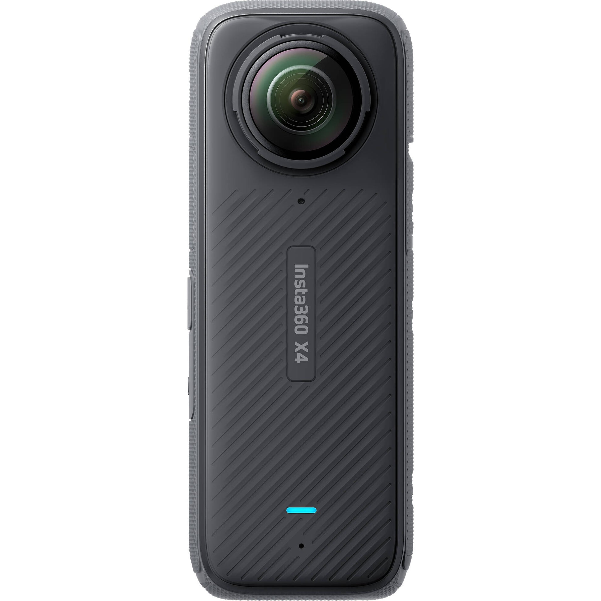 Insta360 X4 360° action camera in black with touchscreen display, bundled with motorcycle mounting accessories including heavy‑duty clamp, flexible adhesive mounts, invisible selfie stick, lens guards, thumb screws, and a 128 GB microSD card.