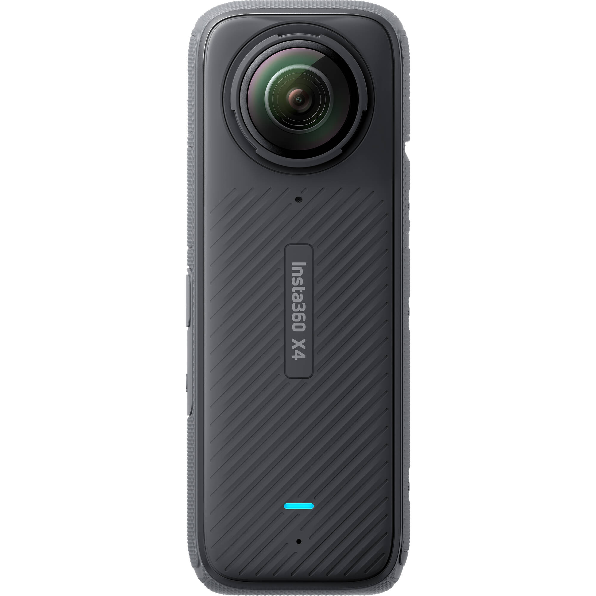 Insta360 X4 360° action camera in black with touchscreen display, bundled with motorcycle mounting accessories including heavy‑duty clamp, flexible adhesive mounts, invisible selfie stick, lens guards, thumb screws, and a 128 GB microSD card.