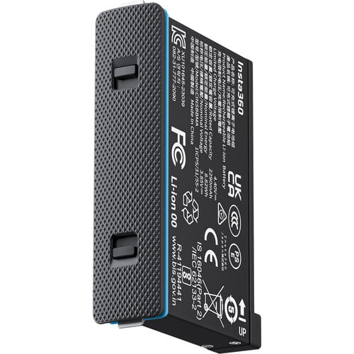Black spare battery with text and symbols on a white background