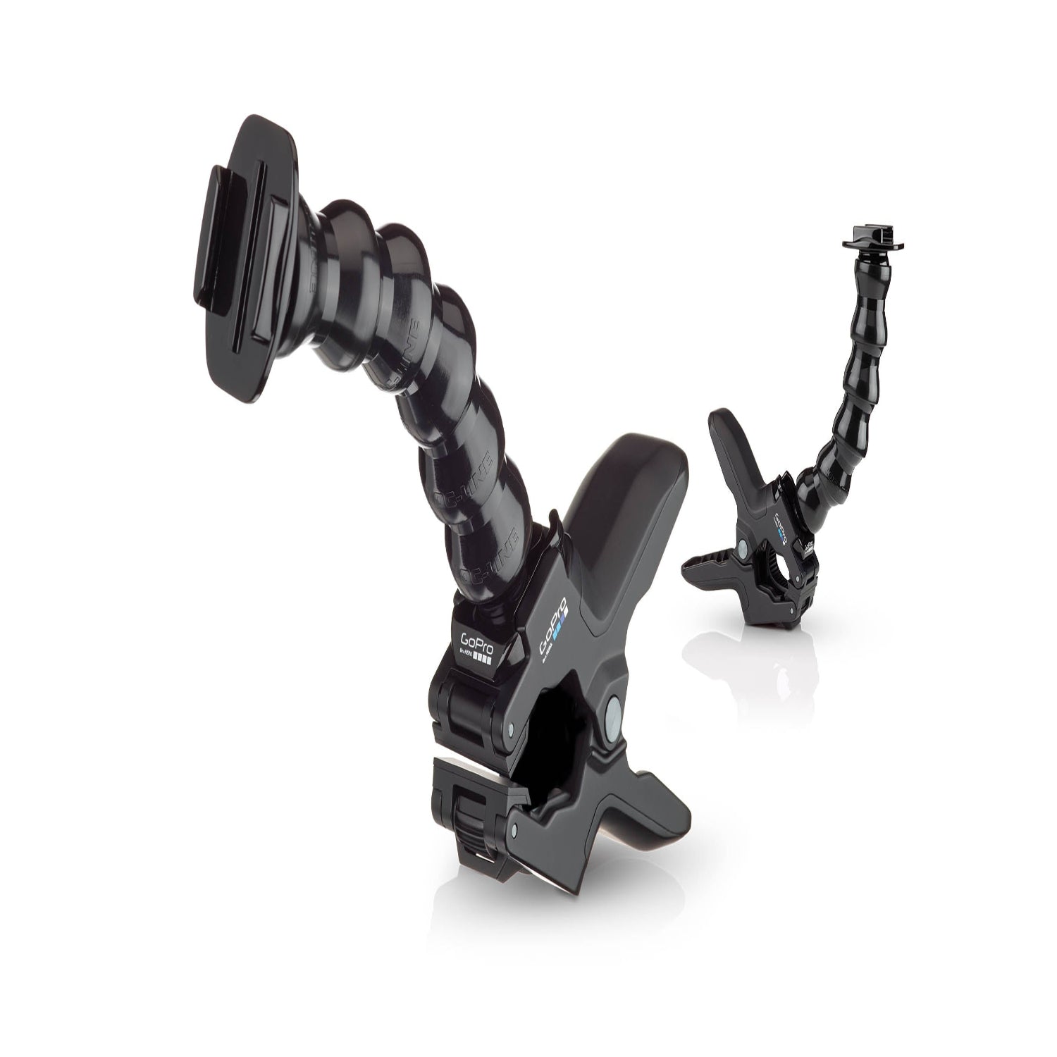 The GoPro Jaws Flex Clamp securely grips irregular shapes and super slim objects thanks to its innovative design.