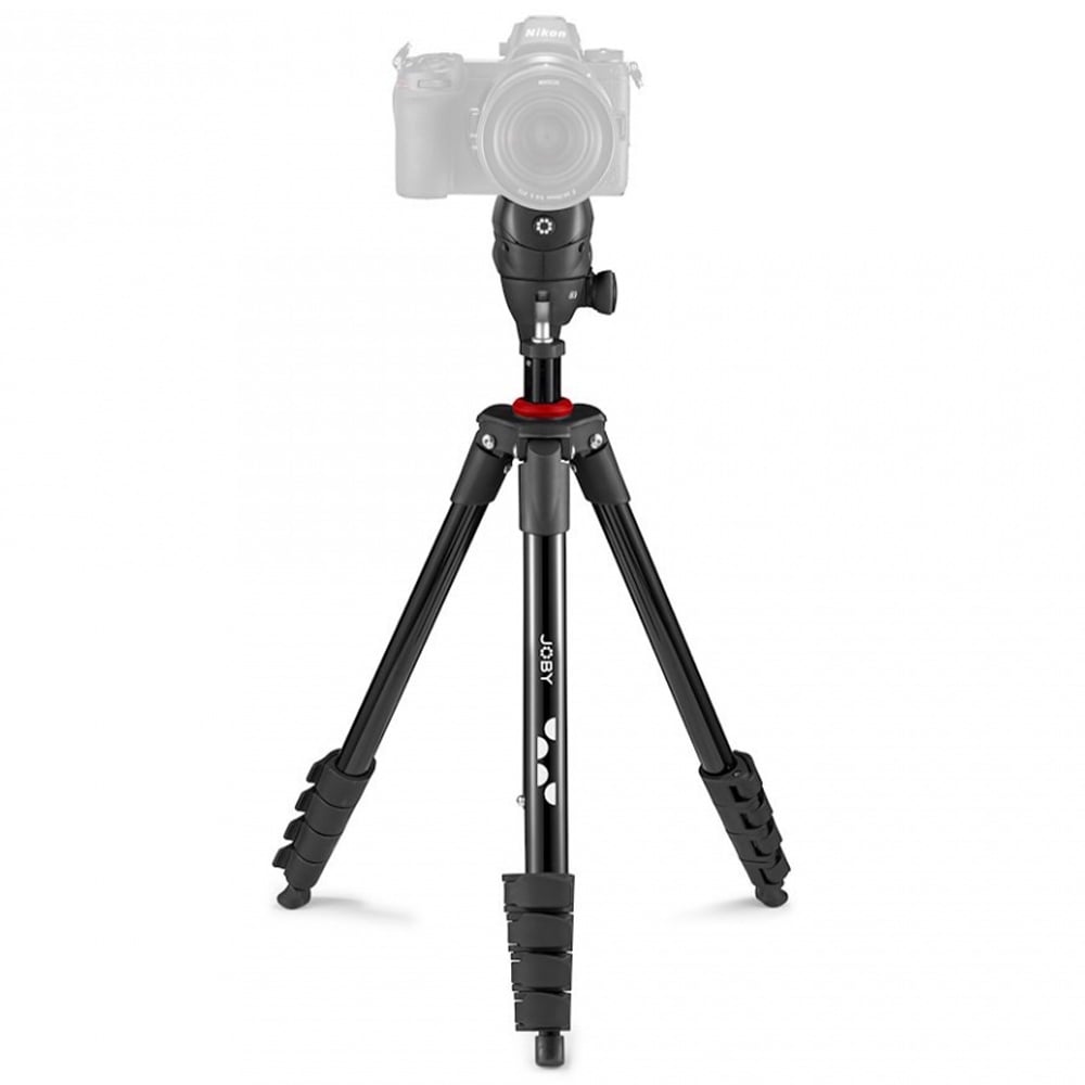Camera on a tripod with a white background