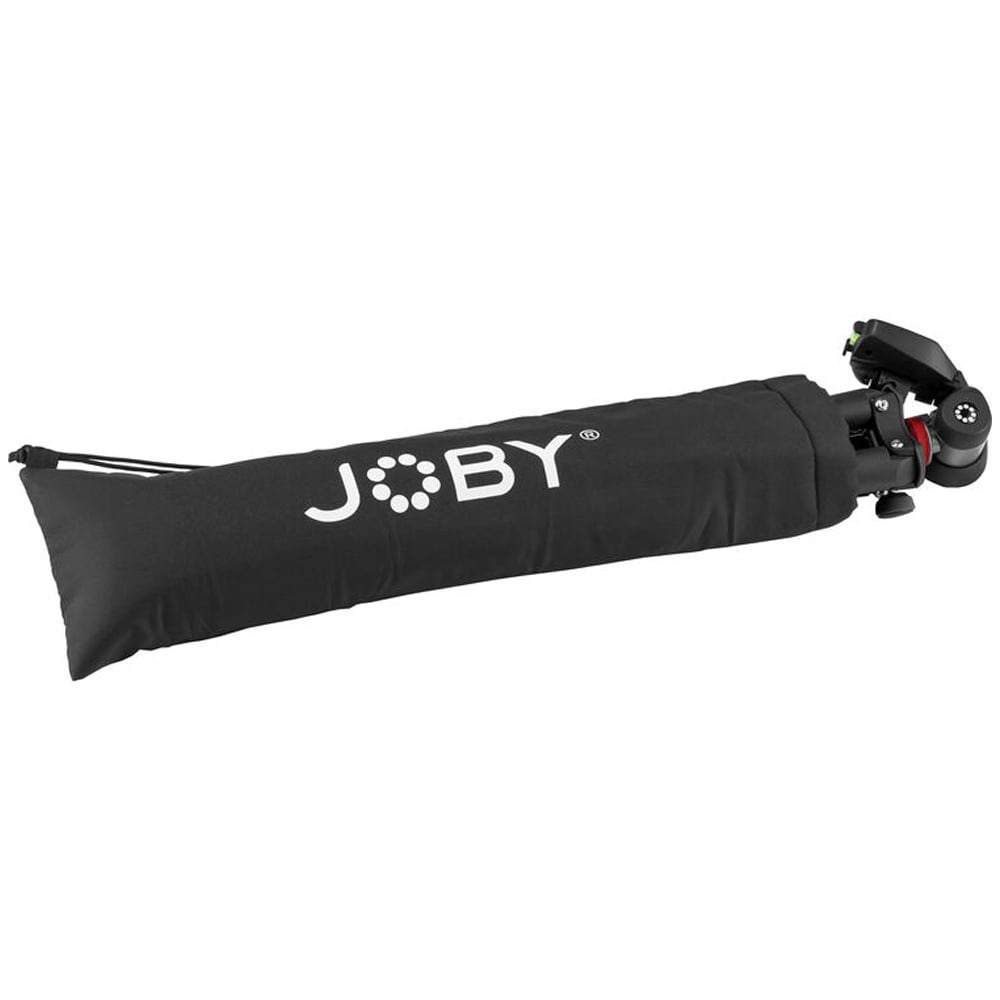 Black JOBY camera accessory on a white background