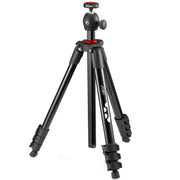 Black tripod with ball head on a white background