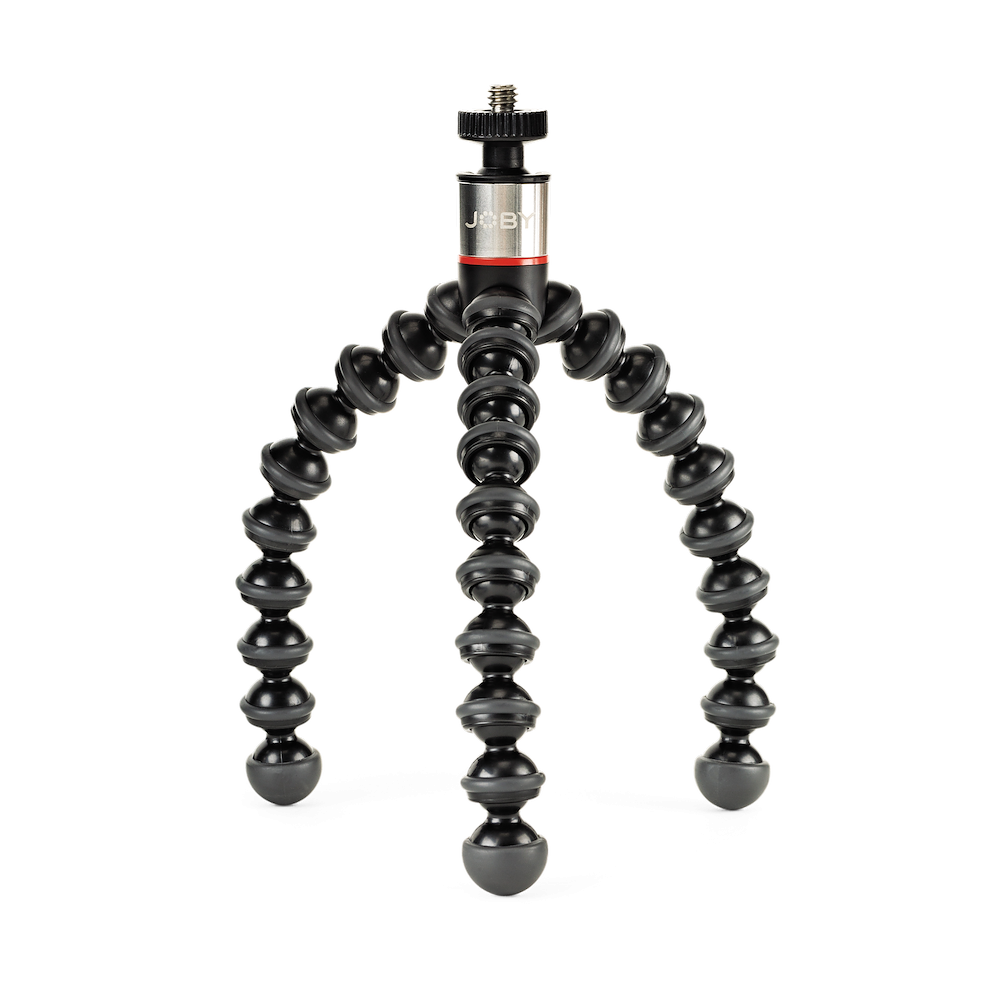 Flexible tripod stand on a white background