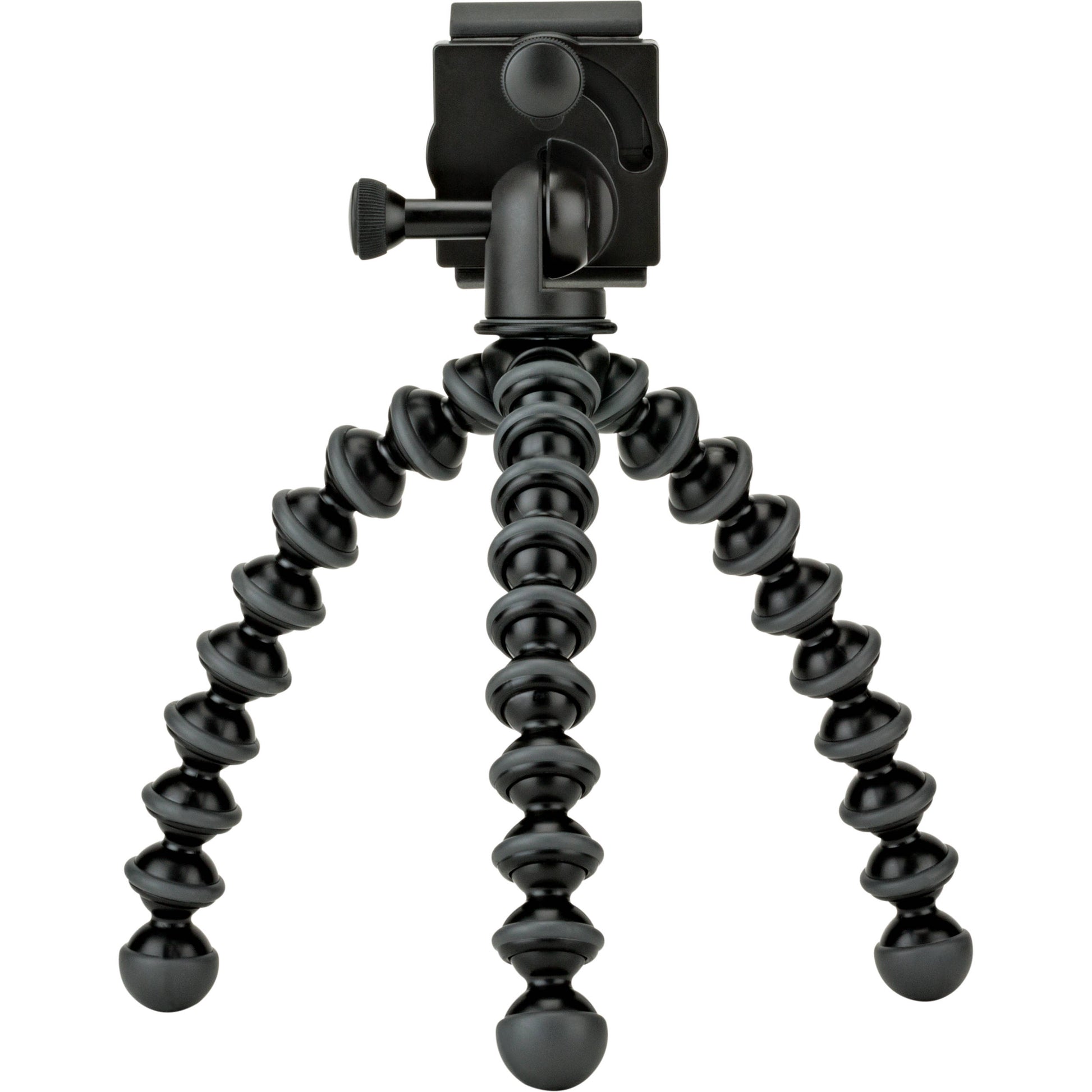 Joby GripTight GorillaPod Stand Pro with premium ABS, TPE, and stainless steel build, securely fits smartphones 5.59 to 9.09 cm wide with or without cases, offers 90° rotation and 150° tilt, and includes flexible tripod legs for stable positioning.