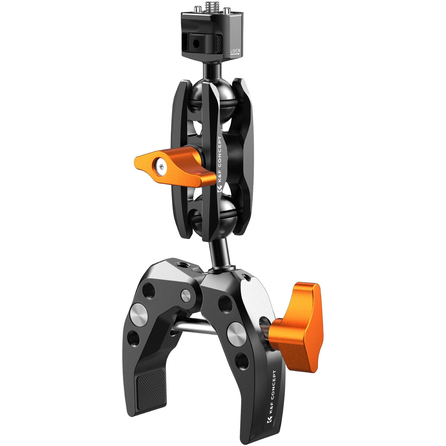The versatile clamp and magic arm system securely supports up to 5kg and offers flexible attachment options for various equipment.