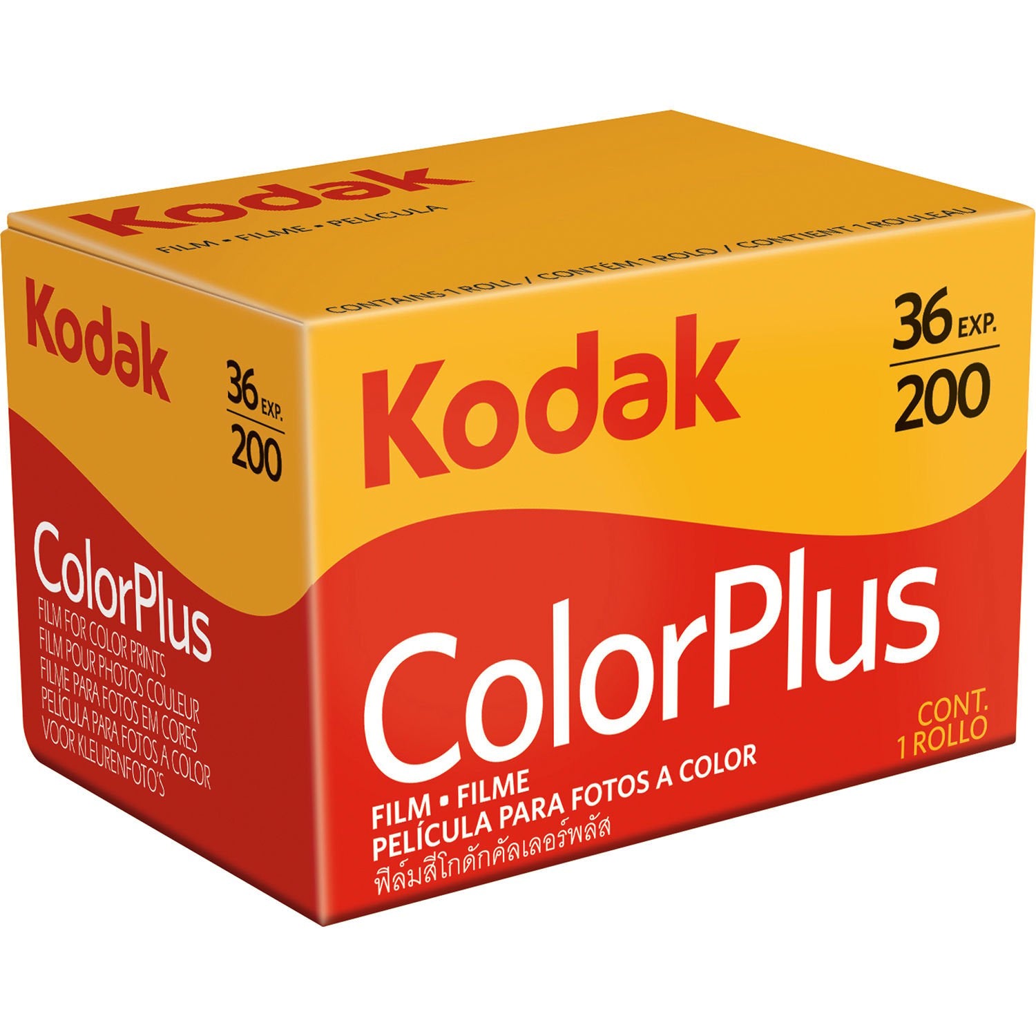 Kodak ColorPlus 200 35mm color negative film with ISO 200/24°, daylight-balanced, fine grain, high sharpness, a wide exposure latitude of -2 to +3 stops, and compatible with standard C-41 processing for 36 exposures.