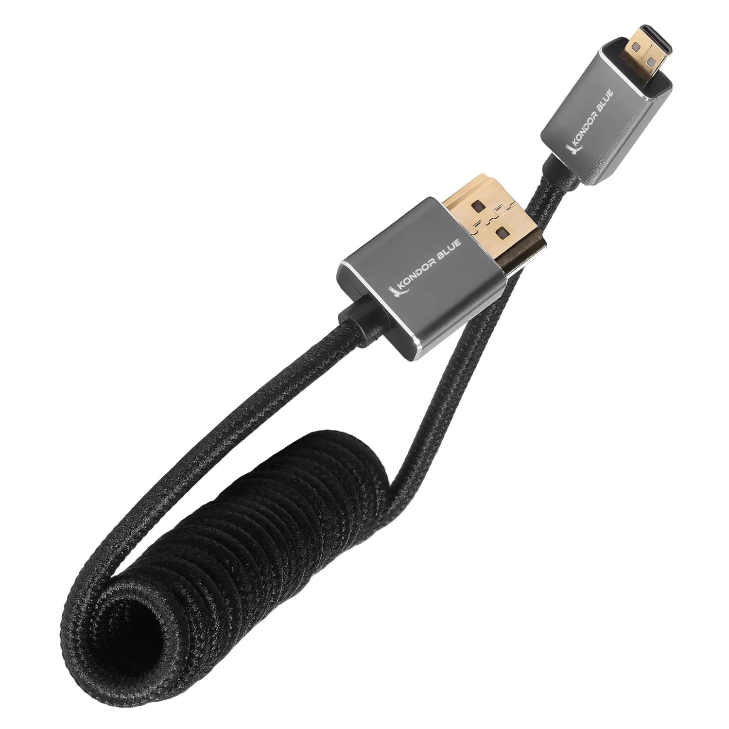 Reduce cable clutter with the Coiled Micro-HDMI to HDMI Cable. HDMI 2.0 certified, supports 4K60 video, 18 Gb/s speeds, and durable braided design.