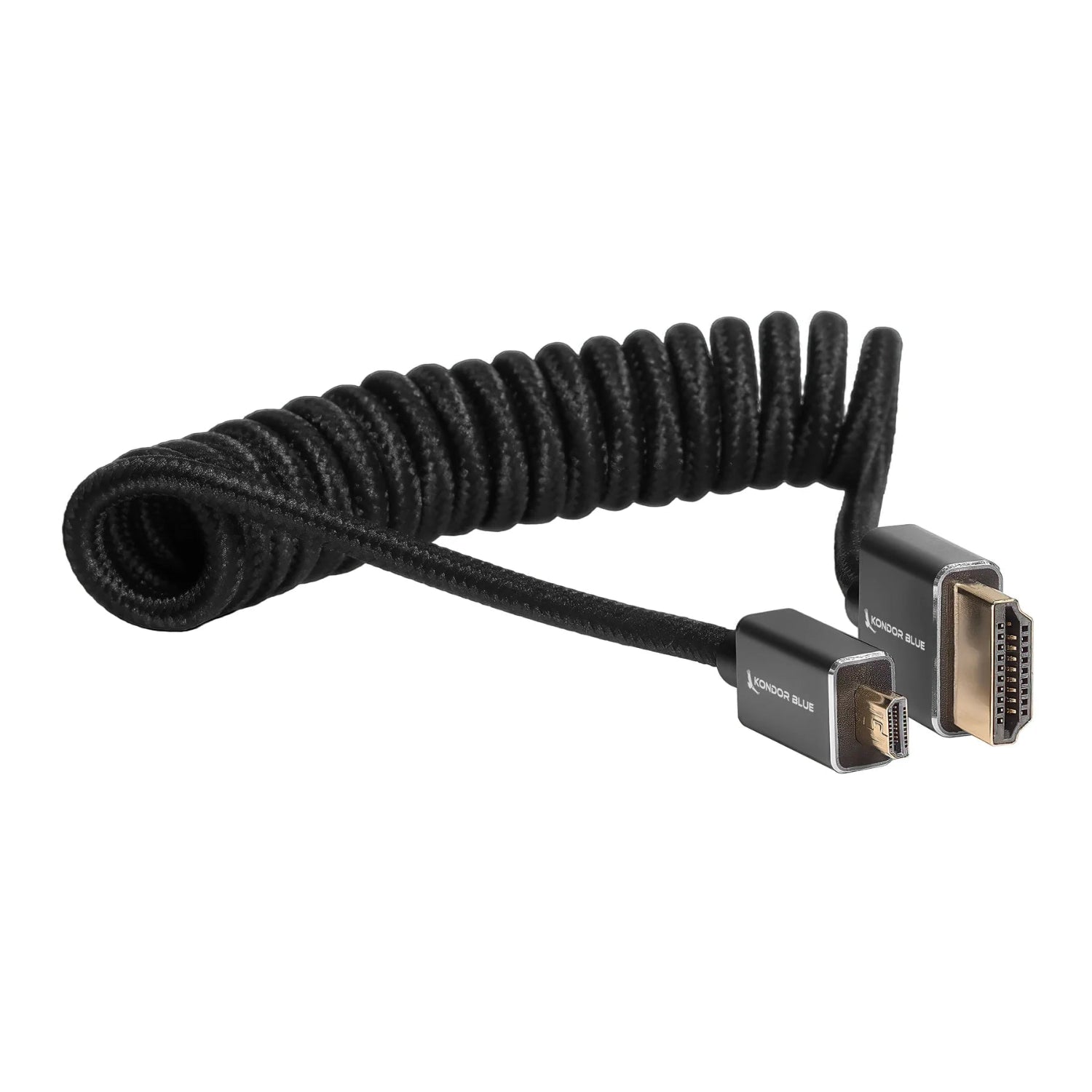 Reduce cable clutter with the Coiled Micro-HDMI to HDMI Cable. HDMI 2.0 certified, supports 4K60 video, 18 Gb/s speeds, and durable braided design.