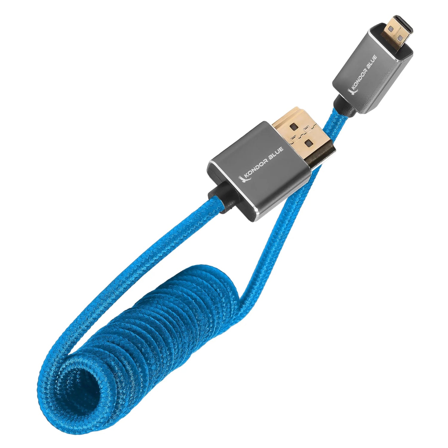 The coiled micro-HDMI to HDMI cable effortlessly connects cameras to on-camera monitors. It delivers 4K60, 18Gb/s, and 3D video.