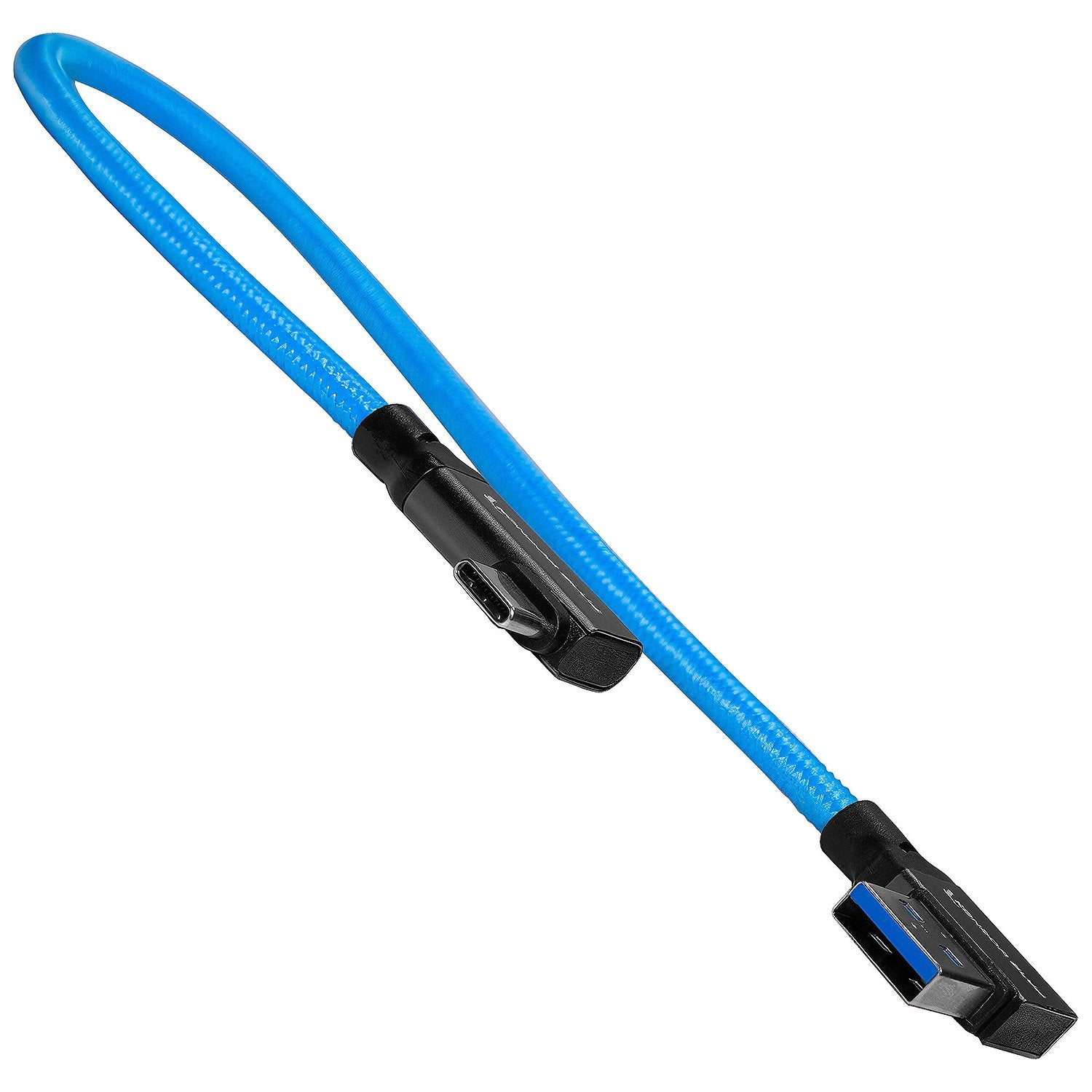 Kondor Blue right-angle USB-C 3.1 Gen 2 cable in blue.
