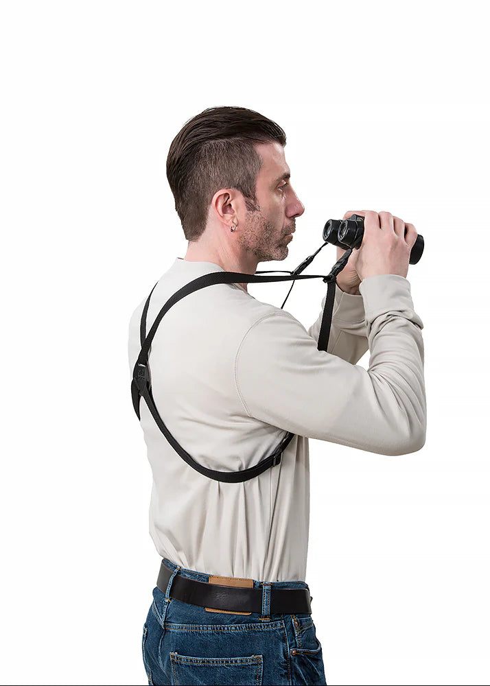 LensCoat Harness across the shoulders to distribute the weight of the gear evenly.