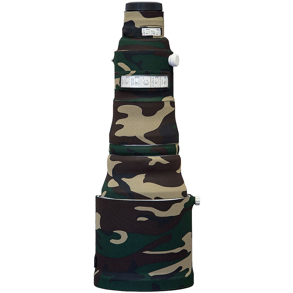 LensCoat neoprene cover for Canon RF 400mm f/2.8L IS, providing protection and camouflage for wildlife and outdoor use.