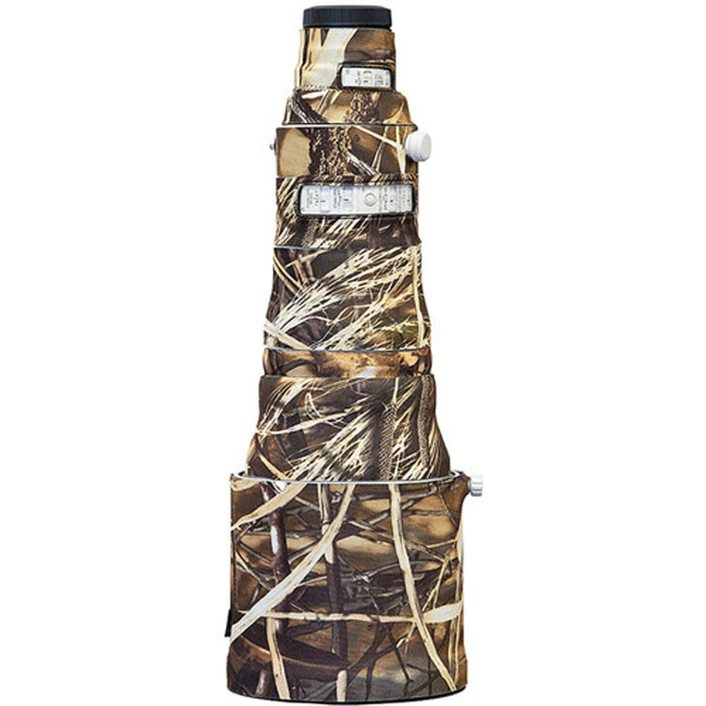 LensCoat neoprene cover for Canon RF 400mm f/2.8L IS, providing protection and camouflage for wildlife and outdoor use.