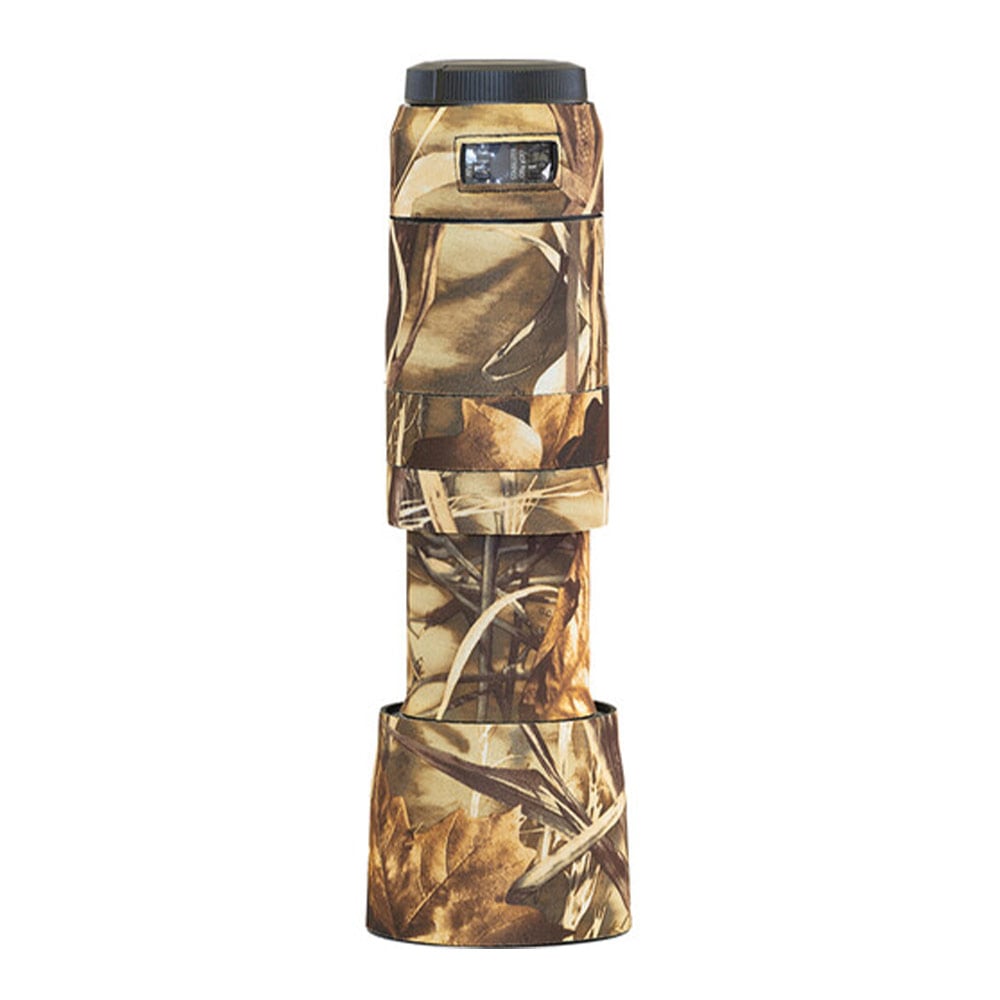 LensCoat cover for Canon RF 100-400mm f/5.6-8 IS lens – protects against scratches and blends in with natural surroundings using Realtree Max 4 camo.
