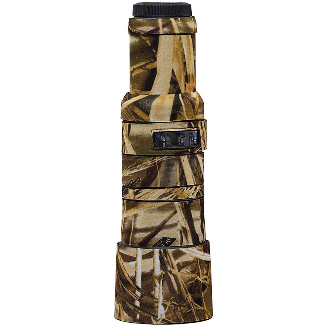 LensCoat neoprene cover for Canon RF 600mm f/11 IS STM, providing protection and camouflage for wildlife and outdoor photography.