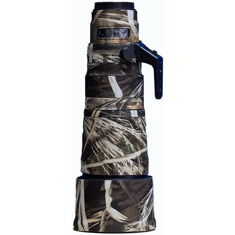 Camouflage-patterned binoculars on a white background