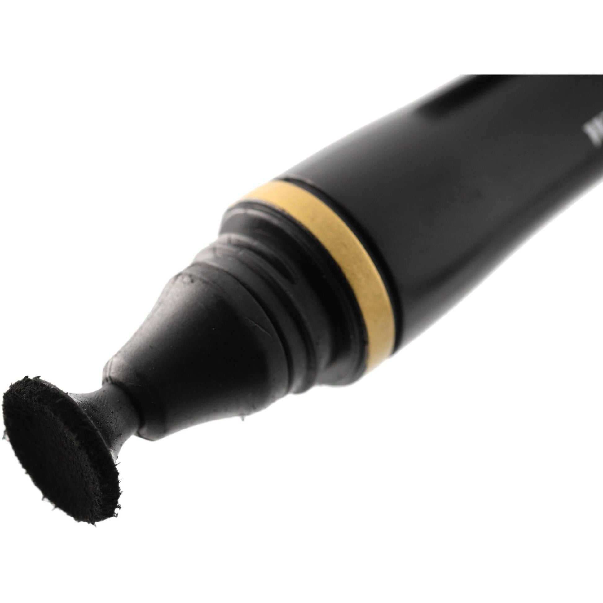 Black marker with a gold accent on a white background