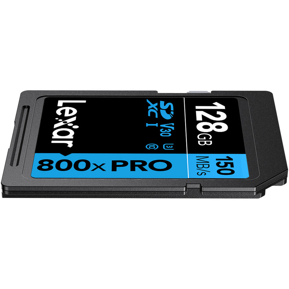 Lexar 128GB SD card on a white background