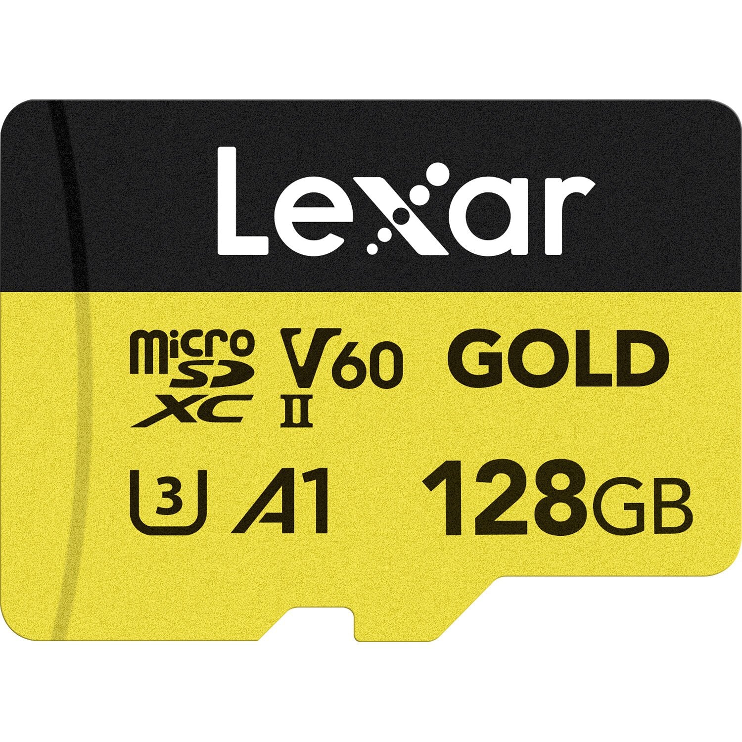 Lexar Professional Gold microSDXC UHS-II memory card for high-speed 4K video and photo capture.