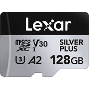 Lexar Professional Silver Plus microSDXC UHS-I Memory Card + SD Adaptor – dependable high-speed storage for 4K video, photos, and fast data transfers.