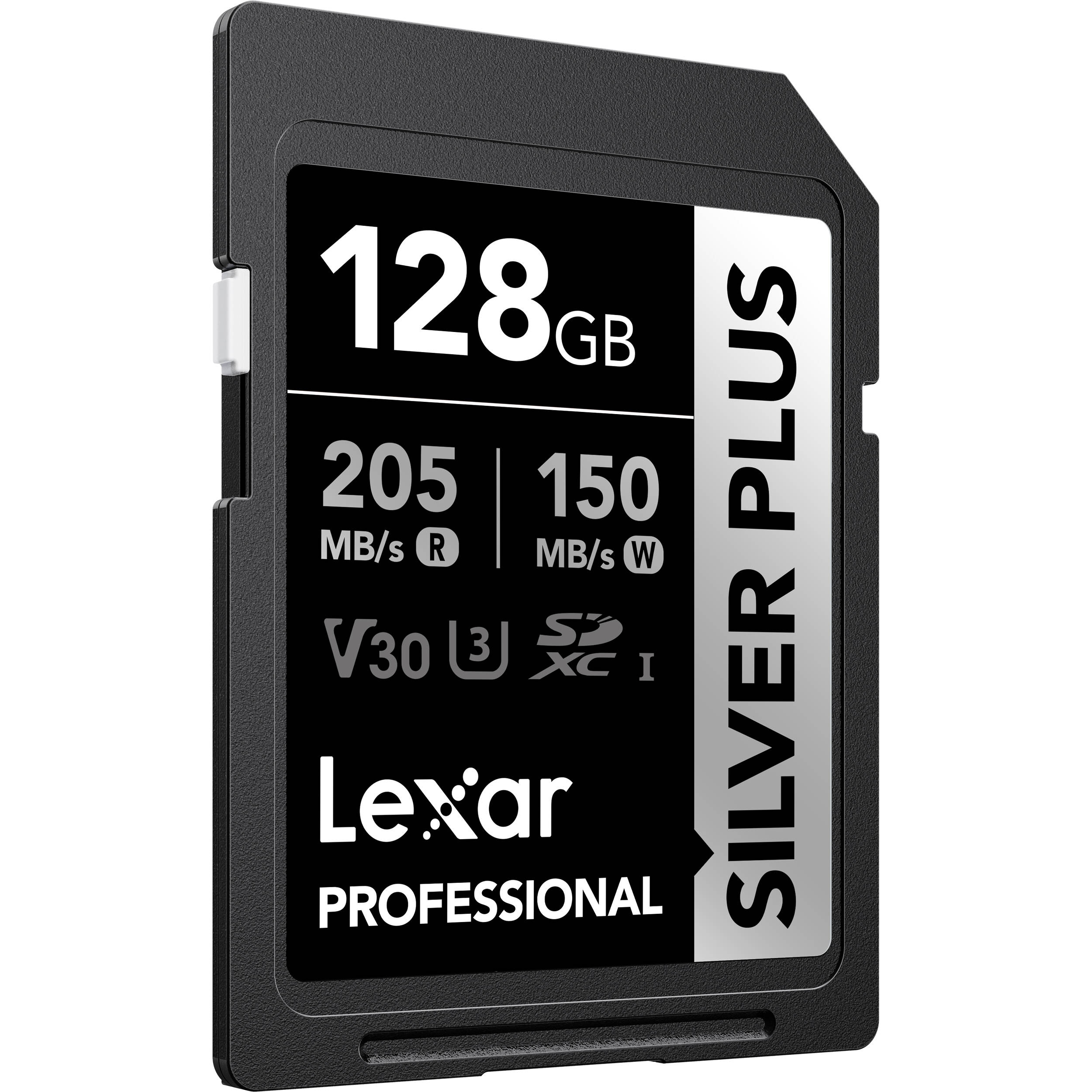 Lexar Professional 128GB SD card on a white background