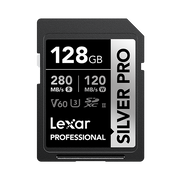Lexar Professional 128GB SD card on a white background
