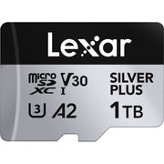 Lexar Professional Silver Plus microSDXC UHS-I Memory Card + SD Adaptor – dependable high-speed storage for 4K video, photos, and fast data transfers.