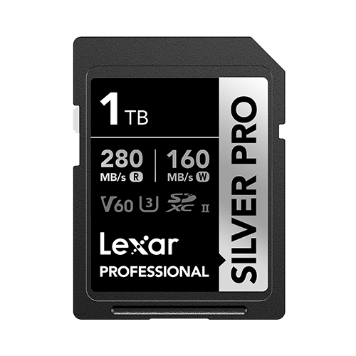 Lexar Professional Silver Pro 1TB SD card on a white background