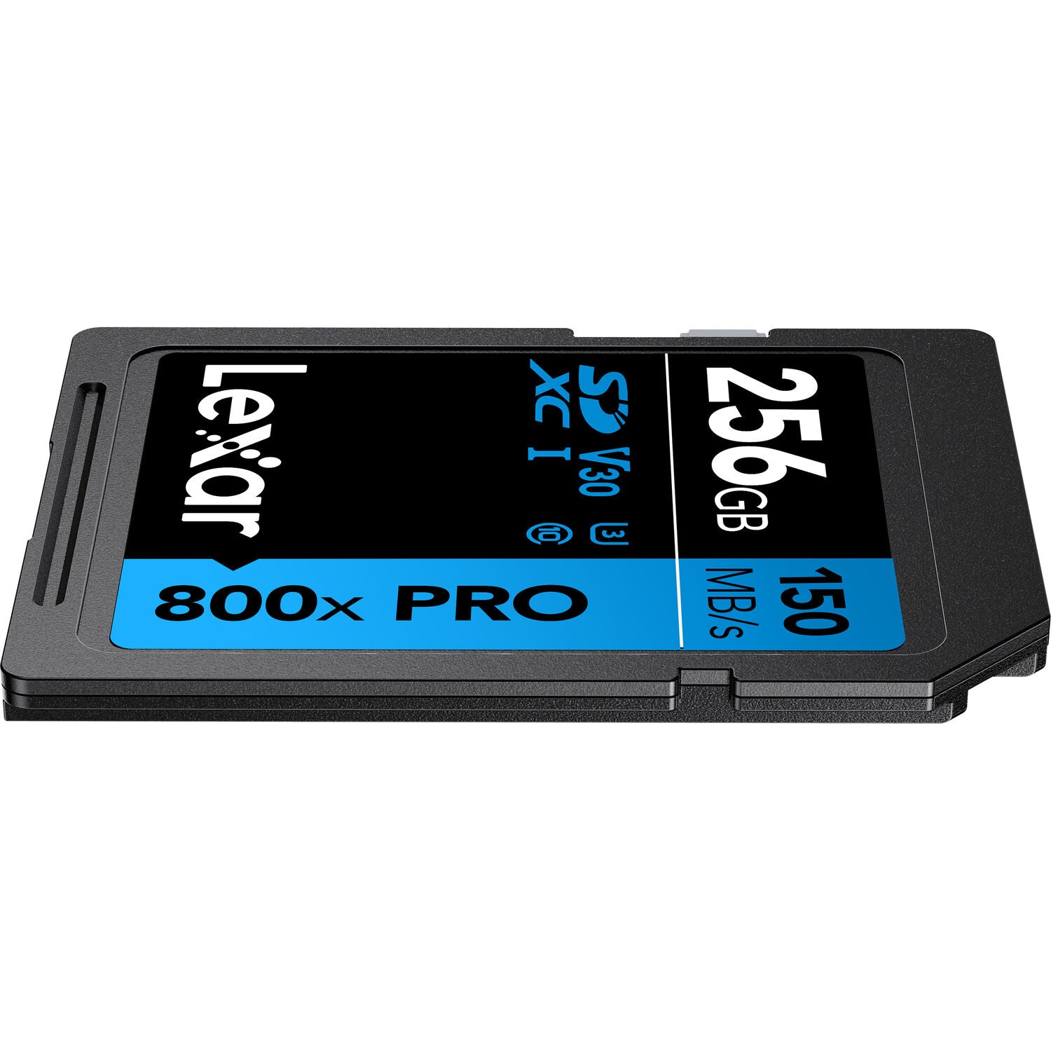 Lexar SD card with 256GB capacity on a white background