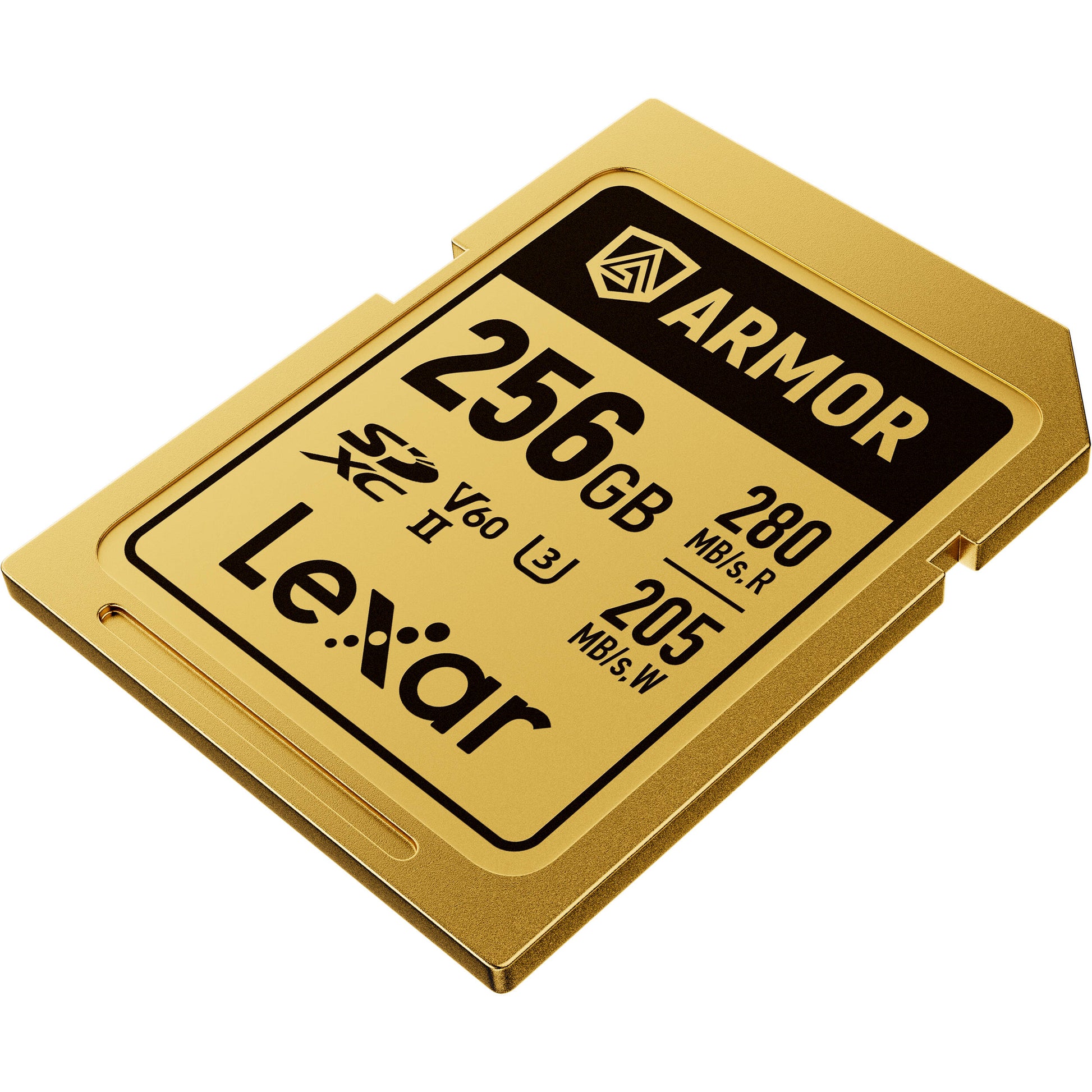 Rugged Lexar SD card with IP68 rating and 280MB/s read speed.