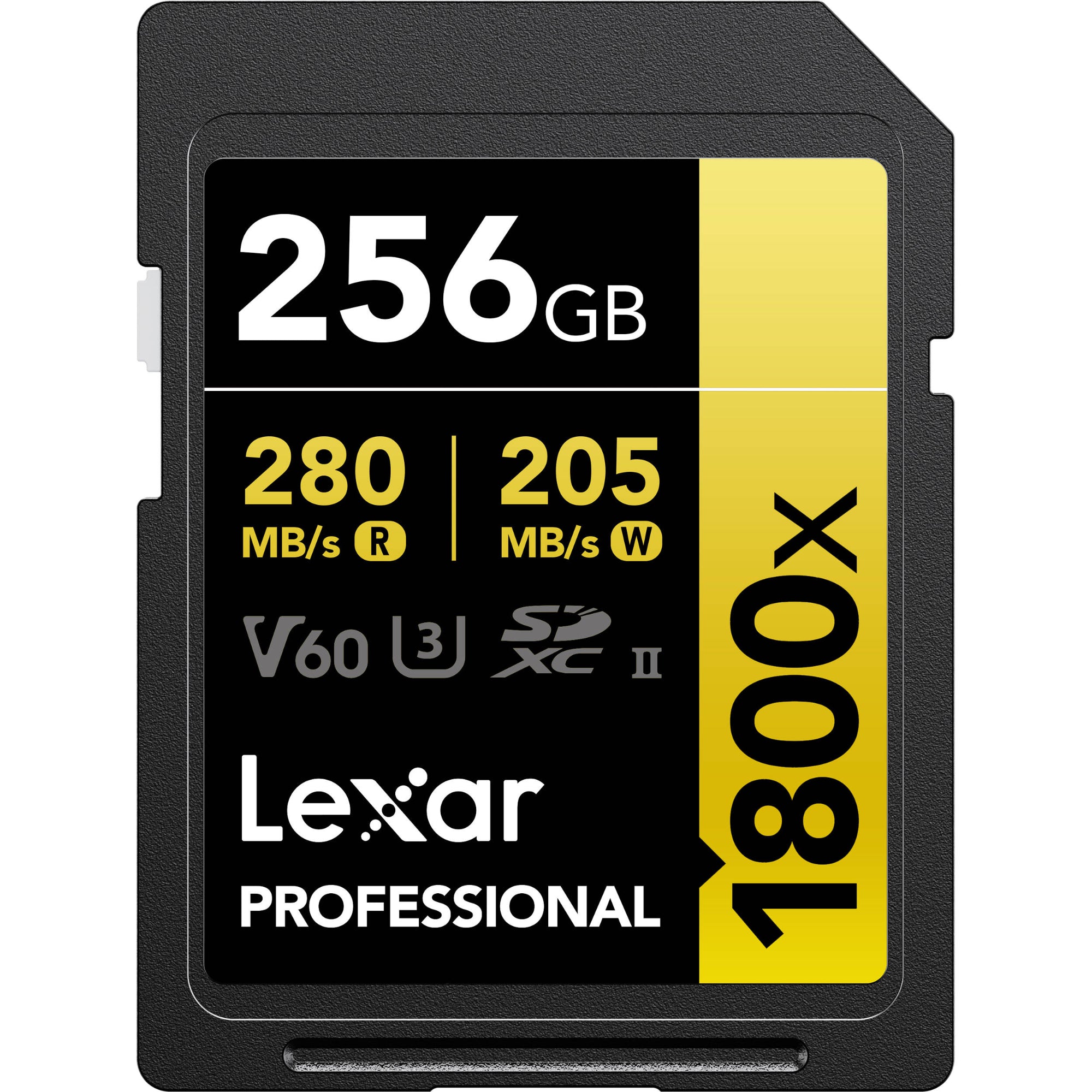 Capture high-quality images and record 4K, 3D, and Full HD video with the Lexar 256GB Professional 1800x UHS-II Memory Card. Features 270 MB/s read speed.