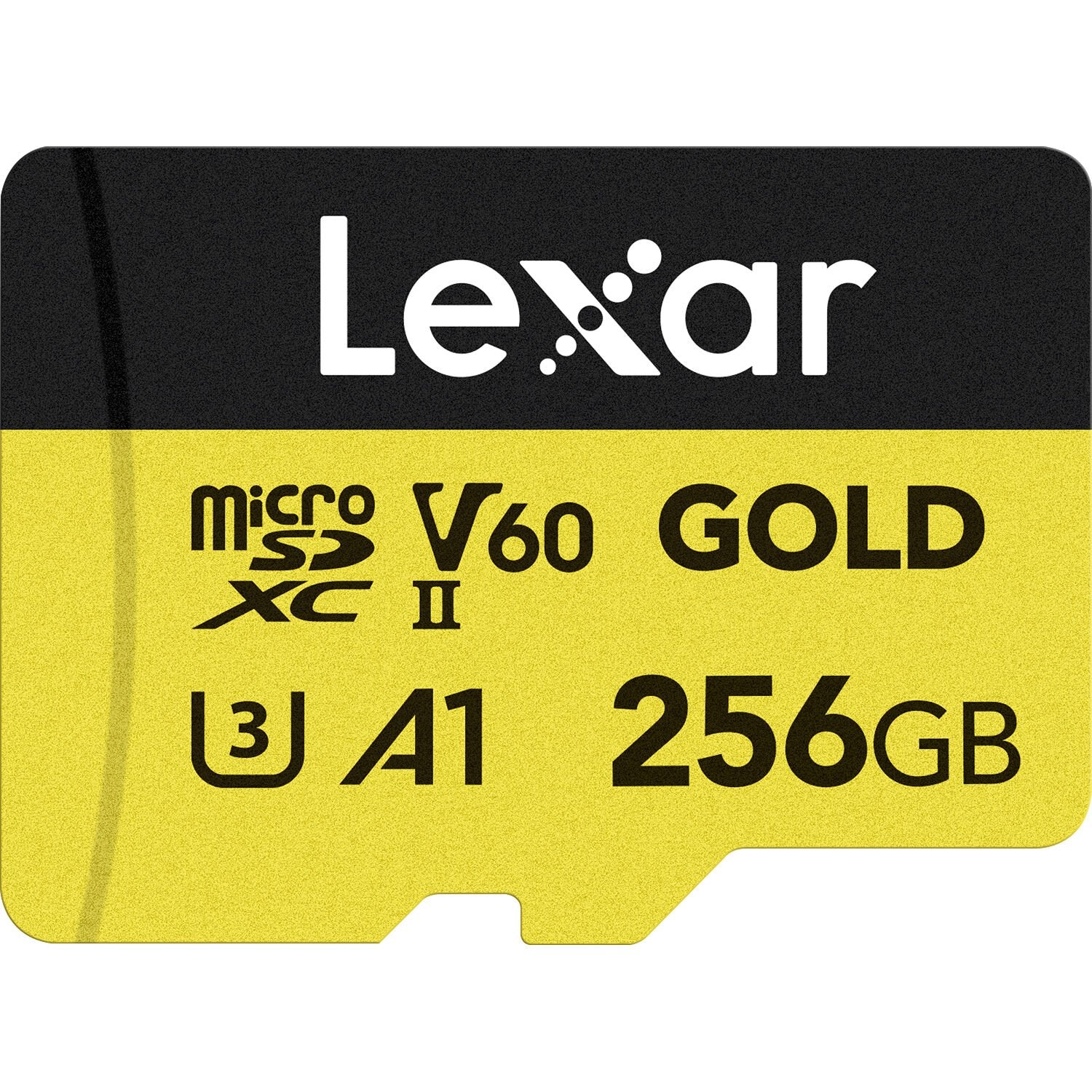 Lexar Professional Gold microSDXC UHS-II memory card for high-speed 4K video and photo capture.