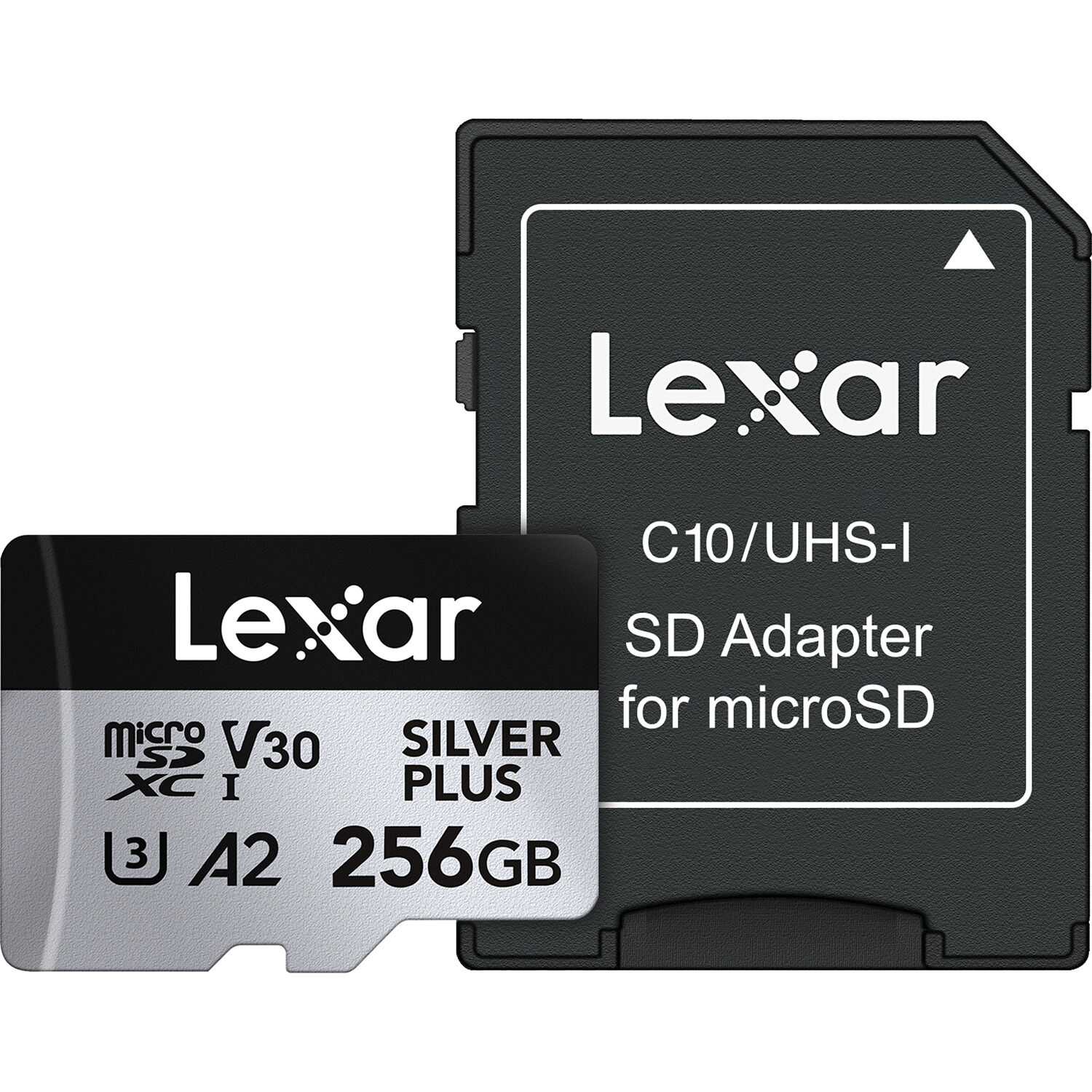 Lexar Professional Silver Plus microSDXC UHS-I Memory Card + SD Adaptor – dependable high-speed storage for 4K video, photos, and fast data transfers.