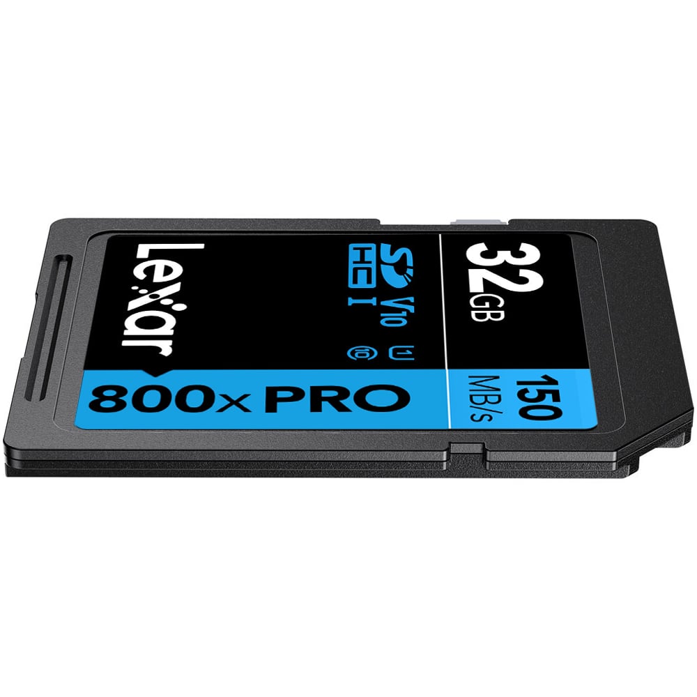 Lexar 32GB SD card with specifications on a white background