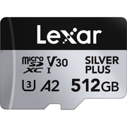 Lexar Professional Silver Plus microSDXC UHS-I Memory Card + SD Adaptor – dependable high-speed storage for 4K video, photos, and fast data transfers.