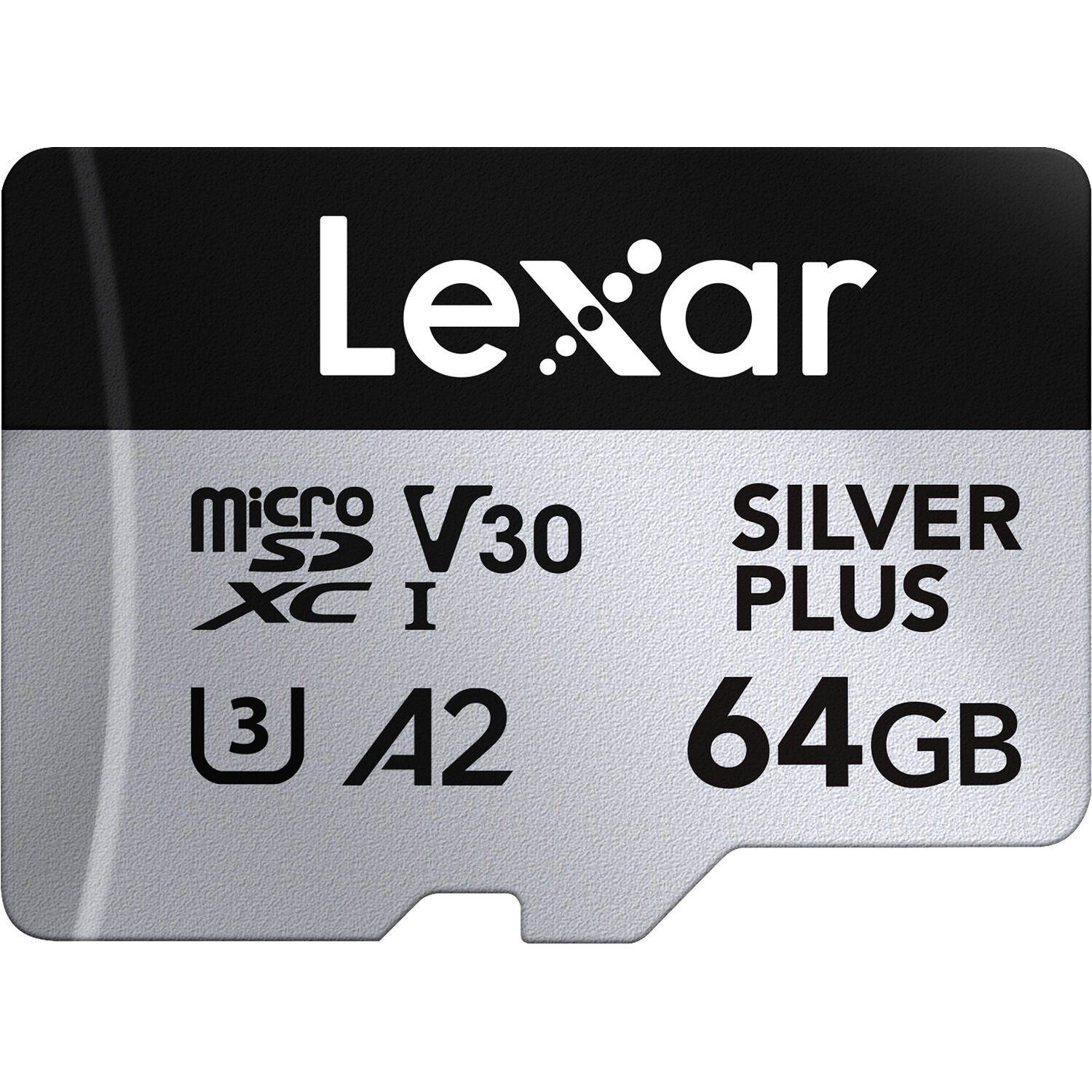 Lexar Professional Silver Plus microSDXC UHS-I Memory Card + SD Adaptor – dependable high-speed storage for 4K video, photos, and fast data transfers."